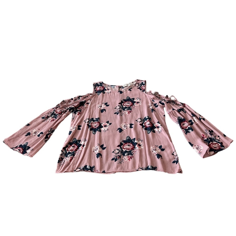 Hippie Rose Cold Shoulder Long Sleeve Blouse, NWOT, Size-L, Macys Boho Blouse